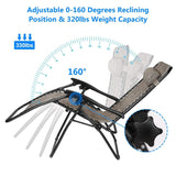 2-Pack: Foldable Zero Gravity Lounge Chair with Dual Side Tray