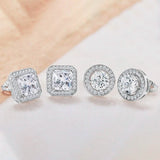 2-Pack: Halo Stud Earrings with Swarovski Elements