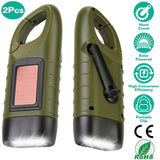 2-Pack: Hand Crank Solar Powered Flashlight