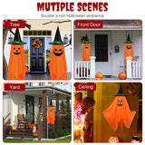 2-Pack: Hanging Ghosts with Wizard Hat Snicker Scary Face