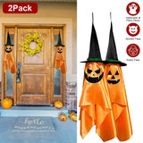 2-Pack: Hanging Ghosts with Wizard Hat Snicker Scary Face