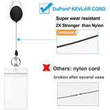 2-Pack: Heavy Duty Retractable Badge Holders with Carabiner Reel Clip and Vertical Style Clear ID Card Holders