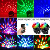 2-Pack: LED Disco Light Sound Activated Party Lights with Remote Control Dj Lighting