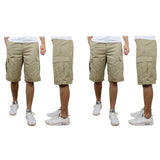 2-Pack: Men's Non-Belted Premium Cotton Blend Cargo Shorts