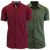 2-Pack: Men's Slim Fit Short Sleeve Dress Shirts