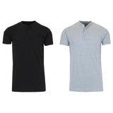2-Pack: Men's Slim Fitting Short Sleeve Henley Slub Tee