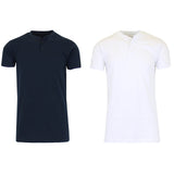 2-Pack: Men's Slim Fitting Short Sleeve Henley Slub Tee