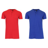 2-Pack: Men's Slim Fitting Short Sleeve Henley Slub Tee