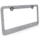 2-Pack: Metal License Plate Frame Bling RhineStones Chrome Swarovski Crystal Diamond