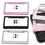2-Pack: Metal License Plate Frame With Glitter Bling Rhinestone Diamonds