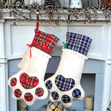 2-Pack: Plaid Christmas Pet Dog Cat Paw Hanging Stocking Socks