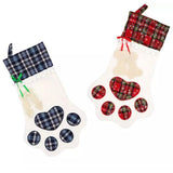 2-Pack: Plaid Christmas Pet Dog Cat Paw Hanging Stocking Socks