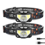 2-Pack: Rechargeable Motion Sensor Headlamp 6 Light Modes Headlight