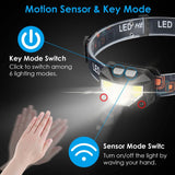 2-Pack: Rechargeable Motion Sensor Headlamp 6 Light Modes Headlight