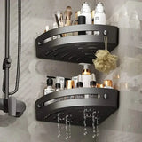 2-Tier: Rustproof Corner Shower Caddy, Adhesive Wall Mounted Shower Shelves No Drilling