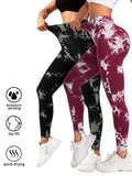 2 Pack Tie Dye Workout Seamless Leggings For Women High Waist Gym Leggings Yoga Pants, Seamless Leggings For Women High Waist Yoga Pants, Scrunch Butt Lifting Elastic Tights