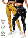 2 Pack Tie Dye Workout Seamless Leggings For Women High Waist Gym Leggings Yoga Pants, Seamless Leggings For Women High Waist Yoga Pants, Scrunch Butt Lifting Elastic Tights