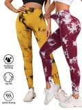 2 Pack Tie Dye Workout Seamless Leggings For Women High Waist Gym Leggings Yoga Pants, Seamless Leggings For Women High Waist Yoga Pants, Scrunch Butt Lifting Elastic Tights