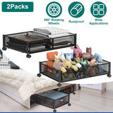 2-Pack: Under Bed Storage Container Foldable Rolling Storage Bin
