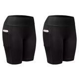 2-Pack: Women High Waist Workout Yoga Side Pocket Compression Cycling Shorts