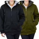 2-Pack: Women's Heavyweight Loose-Fit Sherpa Fleece-Lined Zip Hoodie