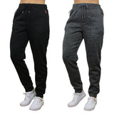 2-Pack Women's Loose-Fit Marled Fleece Jogger Sweatpants With Zipper Pockets