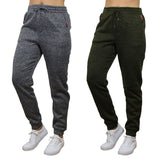 2-Pack Women's Loose-Fit Marled Fleece Jogger Sweatpants With Zipper Pockets