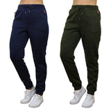 2-Pack Women's Loose-Fit Marled Fleece Jogger Sweatpants With Zipper Pockets