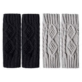 2-Pairs: Women's Winter Warm Knit Fingerless Gloves