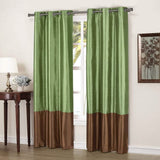 2-Piece: Faux Silk Thermal Two Toned Blackout Grommet Window Curtain Panels Set