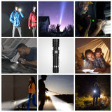 2-Piece: LED Handheld Flashlight Zoomable USB Rechargable