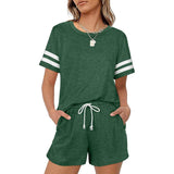 2-Piece: Loungewear for Women Short Sleeve Sweatsuit Sets Crewneck Loose Fit Outfits