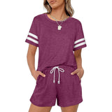 2-Piece: Loungewear for Women Short Sleeve Sweatsuit Sets Crewneck Loose Fit Outfits