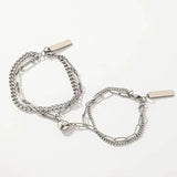 2-Piece: Lovers' Titanium Steel Love Magnet Bracelet