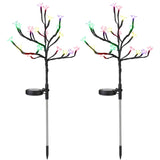 2-Piece: Outdoor Solar Light Cherry Blossom Flower Landscape Light