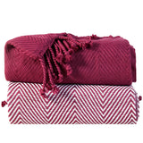 2-Piece Set: 100% Cotton Hand Twisted Throw Blanket 50" X 60"