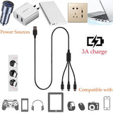 2-Piece Set: 3-Port LED Display High Speed Wall Charger Black + 3-in-1 Cable