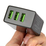 2-Piece Set: 3-Port LED Display High Speed Wall Charger White + 3-in-1 Cable Combo