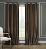 2-Piece Set: Blackout Faux Silk Foamback Room Darkening Grommet  Window Curtains Pair Panel