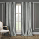 2-Piece Set: Blackout Faux Silk Foamback Room Darkening Grommet  Window Curtains Pair Panel