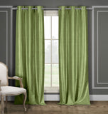 2-Piece Set: Blackout Faux Silk Foamback Room Darkening Grommet  Window Curtains Pair Panel