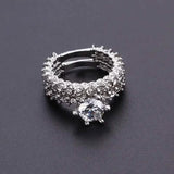 2-Piece Set: Fashionable Engagement Rings Adorned with Full Rhinestones