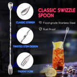 2-Piece Set: Hiware 10 Inch Stainless Steel Cocktail Muddler and Mixing Spoon Home Bar Tool Set