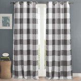 2-Piece Set: Plaid Heavy Blackout Thermal Grommet Window Curtain Pair Pane