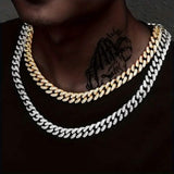 2-Piece Set: Unisex Hip Hop Cuban Chain Necklace and 8" Bracelet