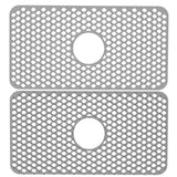 2-Piece: Silicon Grid Sink Mat with Central Drain Hole