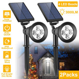 2-Piece: Solar Spotlight Outdoor Dusk Waterproof