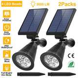 2-Piece: Solar Spotlight Outdoor Dusk Waterproof