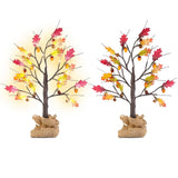 2-Pieces: 2FT Artificial Lighted Maple Tree with 24-Pieces Warm White LED Beads