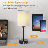 2-Pieces: Bedside Lamps 3 Color Modes USB C+A AC Output Ports Pull Chain